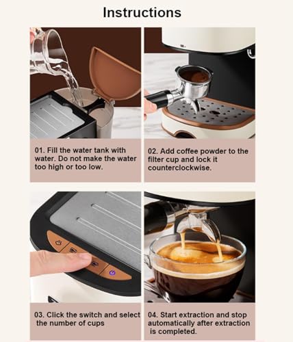 Cafetera espresso semiautomática con vaporizador 1 L miniatura 5