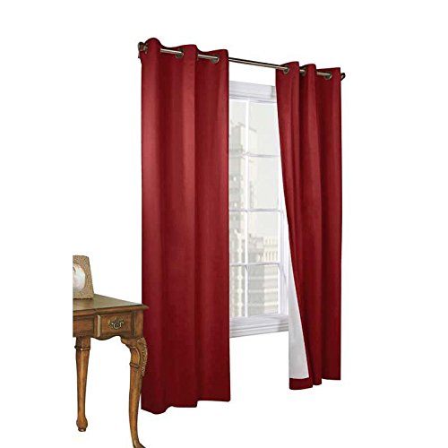 Commonwealth Home Fashions 70370-188-803-63 Thermalogic Insulated Solid Color Grommet Top Curtain Panel Pairs 63 In.44; Burgundy #TOP1