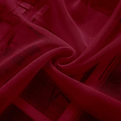 Jaijy 63" Solid Blank Adjustable Tie Up Sheer Voile Gauze Balloon Kitchen Tulle Backdrop Curtain Shades Rod Pocket Window Roman Cafe Drape, 46" X 63", Maroon #TOP5