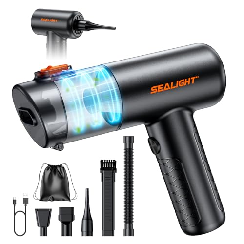 SEALIGHT Handstaubsauger Akku Kabellos, 25000pa Auto Staubsauger Stark mit Bürstenloser Motor, 4-in-1Mini Staubsauger mit Autozubehör, kabelloser für Auto, Haustier, Zuhause