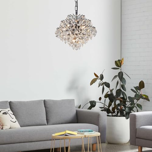 Miniatura 2 de Bestier Negro Colgante Moderno Candelabro Cristal Gota De Lluvia Iluminación Lámpara De Techo Para Comedor Baño Dormitorio Sala De Estar 4 Bombillas G9 Requeridas D28cm X H30cm