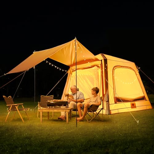 Inflatable Tents for Camping, Blow Up Tent with Hand Pump, Easy Setup InflatableTent 4 Season Tent, Waterproof Oxford Air Glamping Tents for Camping Adult 4/6/8 Person