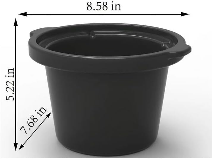 Miniatura 4 de Olla de cocción lenta manual de 2 cuartos de galón  Olla portátil negra mate para inmersión, sopa y comidas  Ajuste caliente y tapa de vidrio  Para