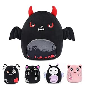 cheerdecor Halloween Bat Plush – 9″ Bat Stuffed Animals Devil Bat Plush Pillow with Devil Horns Soft Cool Bat Plush Toys Halloween Plush Gift Black Plushies Halloween Home Decoration – Dracul