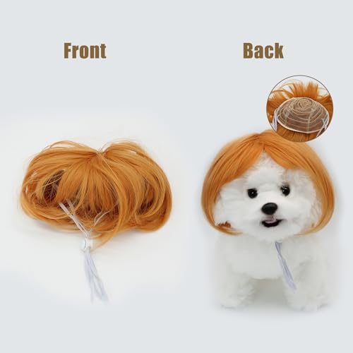 Peluca cosplay para mascotas con bandas elásticas ajustables miniatura 7
