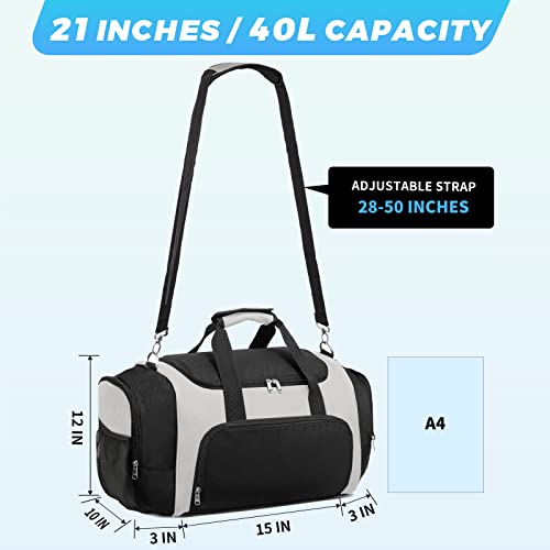 Vorspack Duffle Bag for Travel - 40L/21 Inches Duffel Bag Small Duffle Bag for Men Weekender Bag with Water Bottle Pocket for Travel Sports - White2