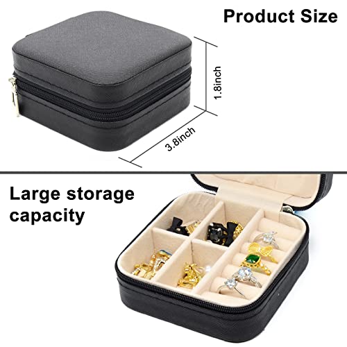 Keine Marke Small Jewelry Box, Travel Portable Jewelry Case For Ring, Pendant, Earring, Necklace, Bracelet Organizer Storage Holder Boxes, 1 Pcs (Black) #TOP2