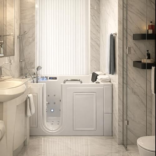 ANZZI Walk In Tub 53' x 27' Left-Drain Bathtub, Air & Whirlpool Massage Jets, Quick Fill with...