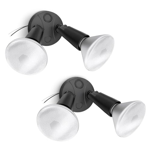 Onforu 2-Pack Adjustable Twin PAR Holder Outdoor Flood Light Fixture Max 300W (Bulbs Not Included) Switch Controlled Security Lights Exterior Flood Lighting for Garage Driveway Porch
