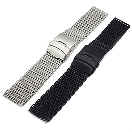 Malla de tiburón milanesa transpirable de acero inoxidable 20mm para reloj 2