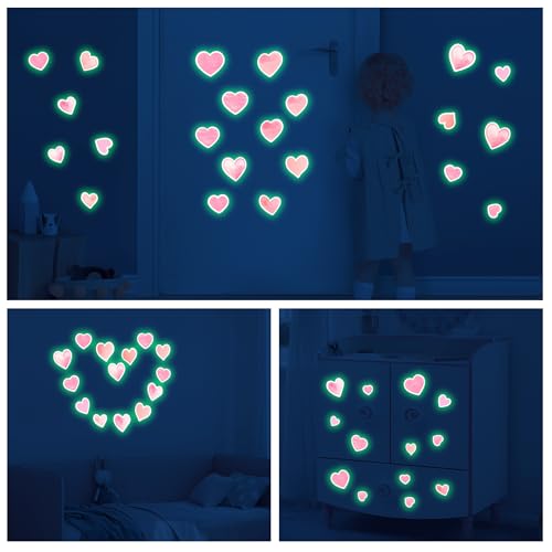 42 adhesivos de vinilo en forma de corazón rosa para pared miniatura 2