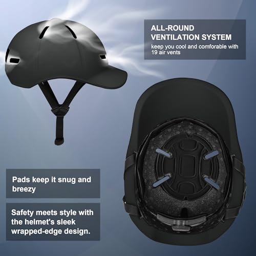 Bike Helmet Adult Men/Women-USB Rechargeable Rear Light CPSC/ASTM Certified 2 Removable Liners Adjustable Lightweight Baseball Cap Style for Youth Road&Mountain Biking Skating Scooter - Image 5