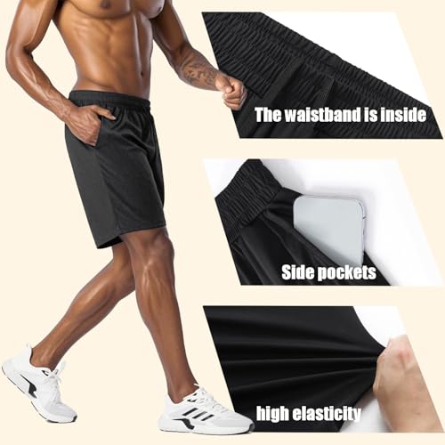 Men's Athletic Shorts.Breathable, Stretchy, Quick-Dry with Pockets3