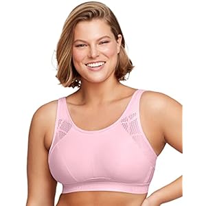 Full Figure Plus Size No-Sweat Mesh Sports Bra Wirefree #1068 Pink