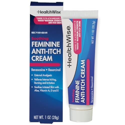 HealthWise Feminine Anti-Itch Cream | Soothing Itch Relief | Aloe Vitamin A D and E | Irritation Relief | Vagicaine | 1 oz. | External Analgesic