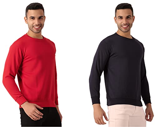 Image of MALENO Men Stylish Full Sleeves Red & Yellow Sweat Shirt