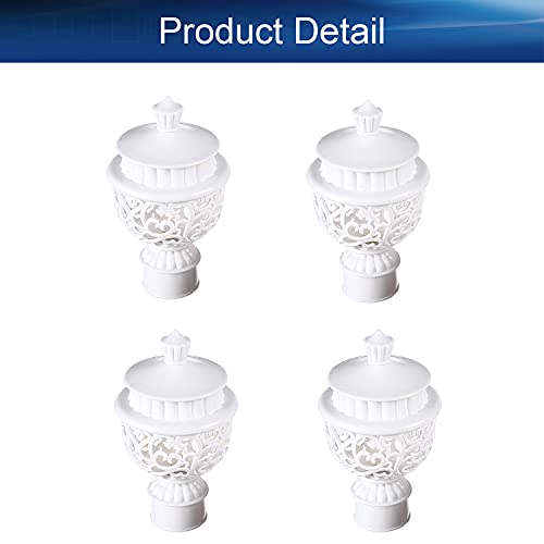 Yinpecly 4Pcs Curtain Rod Cap Finials Hollow Style Plastic Vintage For 1Inch Dia Rod White Window Treatments Decoration #TOP3