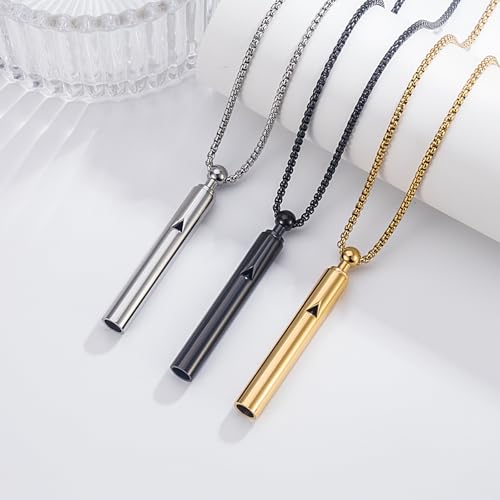 Breathing Easy Necklace, Mindfulness Breathing Stainless Steel Pendant for Stress Relief, Anxiety Management & Smoking Cessation Aid, Intricate Engraving for Men Women 5