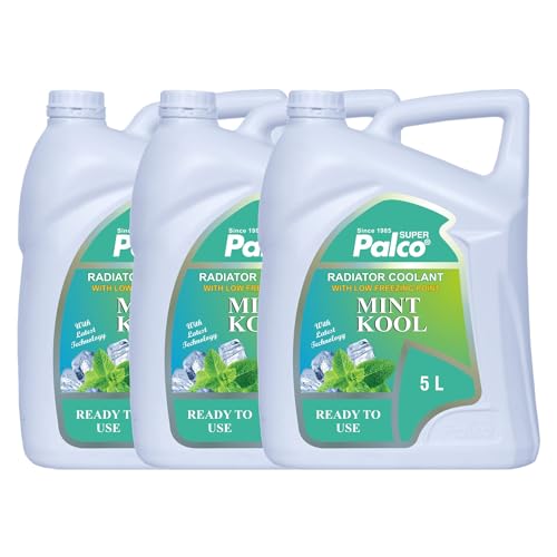 Image of PALCO MINT KOOL Radiator Coolant Ready to Use for Petrol Diesel Engines Cars, Jeep, Commercial Water as a Cooling Medium Vehicles| Ethylene Glycol Based Coolant| Nitrite Amine free 5Litre (Pack 3)