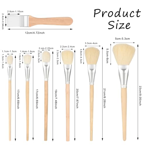 Set de 7 pinceles Mop para pintura acrílica con mango de madera miniatura 2