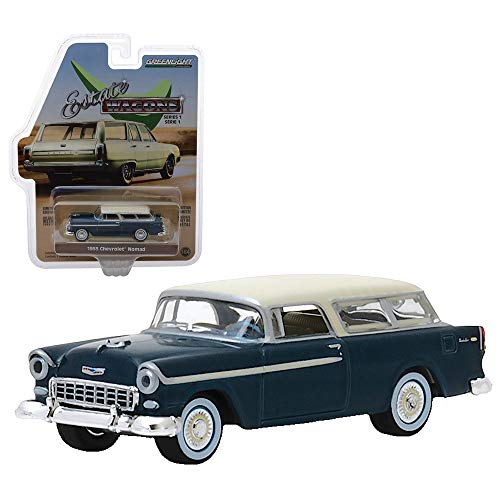 1955 Nomad Glacier Blue with Cream Top Estate Wagons Series 1 1/64 Diecast Model Car by Greenlight 29910 A