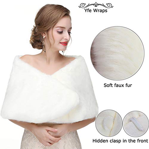 Olbye Yfe Women's Faux Fur Shawls Wraps Wedding Sleeveless Fur Wrap Shawl For Women 1920s Fur Stole Capelet3