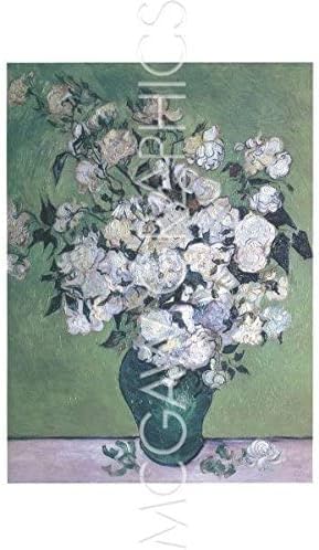 McGaw Graphics Vase of Roses 1890, Vincent van Gogh, Art Print Poster, Paper Size 20" x 16" Image Size 14.75" x 10.75"
