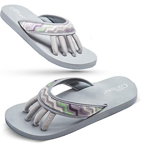 Image of Pedi Couture Pedicure Sandals with Built In Toe Separators for Women - Comfortable Spa Style Flip Flops for Home, Salon, Yoga & Gym Use
