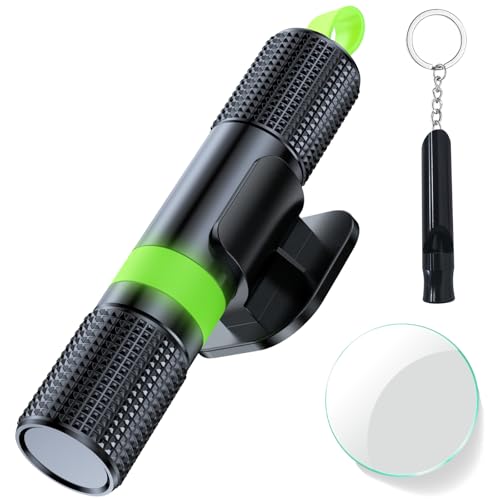 muhogxio Marteau de Sécurité pour Voiture,Marteau Brise Vitre Voiture avec Anneau Lumineux，2 en 1 Coupe Ceinture...