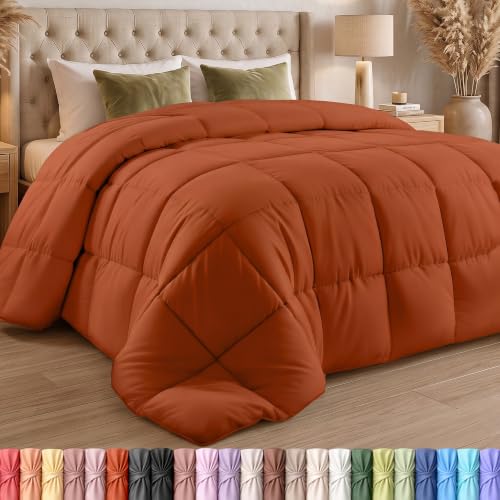 Image of Utopia Bedding Queen Comforter, Duvet Insert, Burnt Orange, 88 x 88 Inches