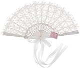 Zusammenklappbarer Handfächer, Handfächer, Faltfächer, weißer Spitzenfächer – handgefalteter Fächer, Brauttanz-Requisiten, Kirche, Hochzeitsgeschenk, Partygeschenke, Heimbüro, DIY-Dekor (Farbe: einfar