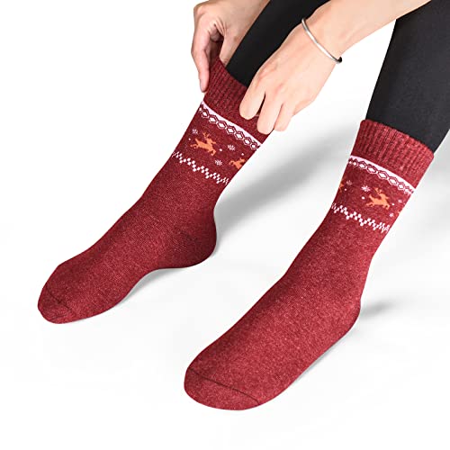 Ninetofivelife Pack Of 4 Winter Warm Thick Wool Socks Women Socks Hiking Socks Outdoor Recreation Socks For Women Christmas Socks Soft And Comfortable Terry Socks New 2022 #TOP4
