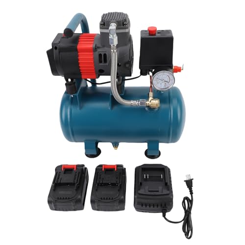 Eujgoov Cordless Brushless Air Compressor, Portable Air Compressor with 2 x 1500mAh Battery for Automotive Repair Tire Inflation Job Site (US Plug)
