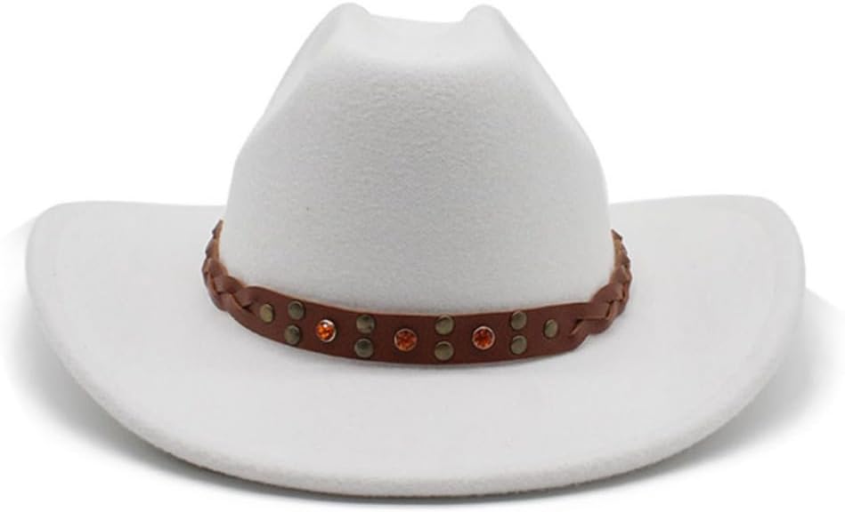Western Felt Cowboy Hat with Turquoise Beaded Band, One Size Fits Most, Cream