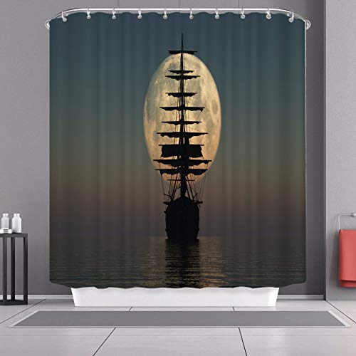 Lavcus Cortina De Ducha Impermeable Y A Prueba De Moho del Paisaje Cortina De Baño De Impresión Digital 3D Impermeable De Poliéster 180 * 210 HC1433