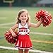 Costumerry Cheerleader Costume for Girls Cheerleading Outfit with Pom Poms Halloween Dress Up Party (Red, 5-6 Years)