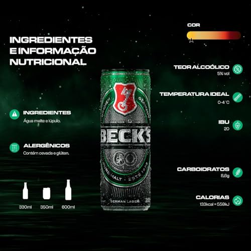 Pack Cerveja Becks Lata Sleek 350ml - com 08 unidades
