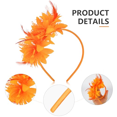MWOOT Feather Headband, Artificial Flower Feathered Headpiece - Image 2