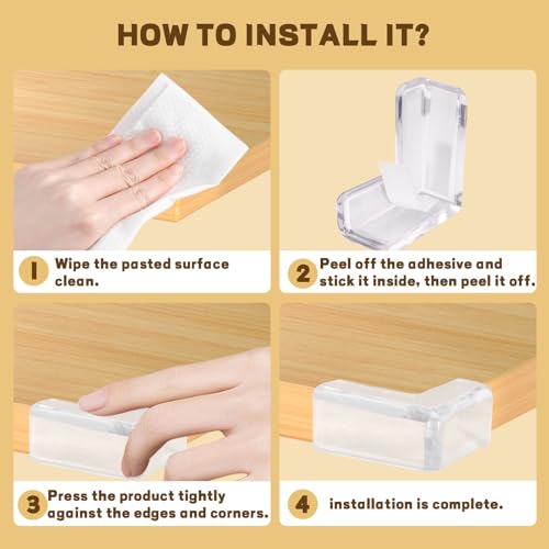 Image of ASTIMESA Thickened Corner Protectors for Furniture, Clear Table Corner Covers Guards, Sharp Edge Bed Corner Bumpers Cushion for Countertop Desk Cabinets (L-Shape) (12 Pack)