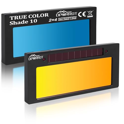 Auto Darkening Welding Lens 2'x4 1/4'x0.2' Shade 10, Solar Energy True Color Blue Welding Lens, Gold Welding Lens Replacement for Standard Welding Hoods and Welding Helmets
