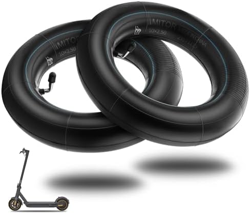 Amitor E Scooter Schlauch 10 x 2,50, 10 Zoll E Scooter Verdickter Schlauch, 60/70-6.5 Ersatzschlauch für Nine-bot MAX G30 G30P G30LP/Kugoo M4 M4Pro/Soflow So4 Pro, Silbernes Ventil