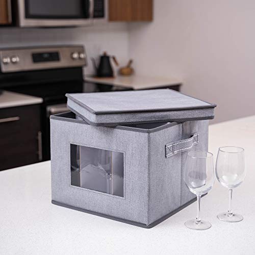 Veno Wine Glasses Storage Box W/ Lid, Handles, Stemware Transport And Protection, China Storage Containers, Glassware Moving Boxes, Packing Supplies, Cardboard Dividers For 9 Glasses #TOP4