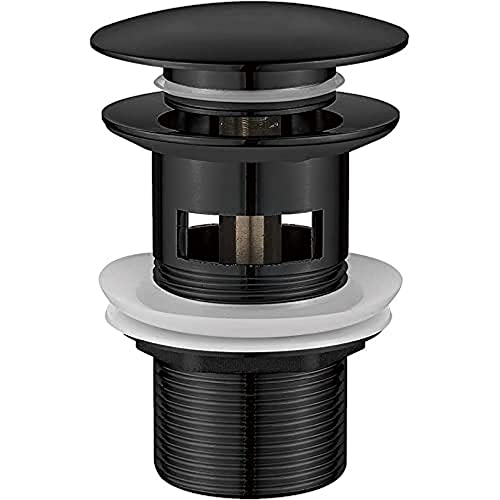 Ibergrif M20502B Bombe Vidage Salle de Bain, Bonde lavabo avec Trop Plein, Pop Up, Noir, M