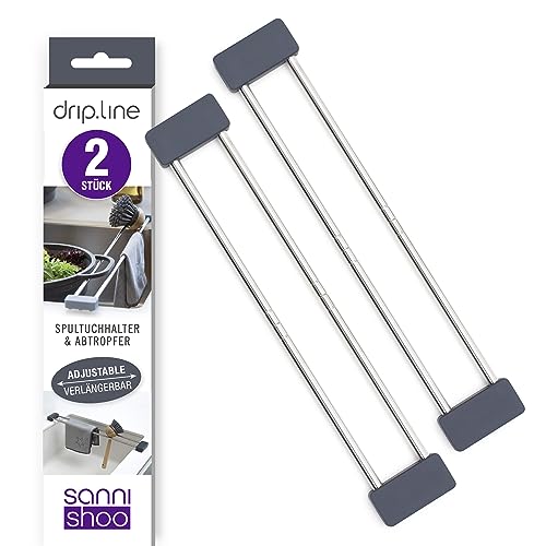 Sanni Shoo Juego de 2 soportes para paños de cocina, soporte para trapos y escurreplatos, fregadero, soporte para esponja, utensilios de cocina, organizador en el fregadero de la cocina, utensilios de