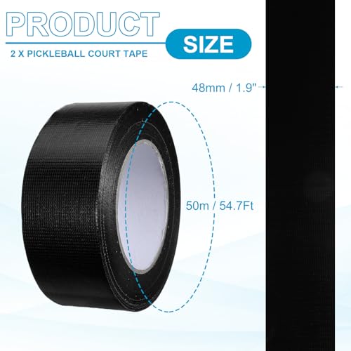 Image of PATIKIL Pickleball Court Tape 2 in x 55 Yard (164 Ft), 2 Pack Waterproof Outdoor Court Line Tape Floor Marking Tool Matte for Gym Driveway Backyard, Black