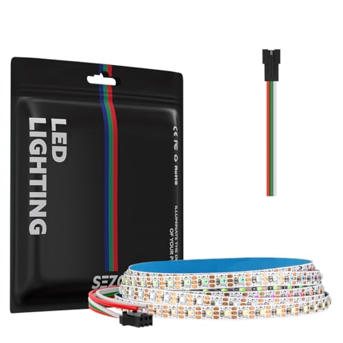 Image of SEZO WS2812B IC RGB LED Strip Lights 5mm Width Ultra Narrow Individually Addressable RGB LED 160 LEDs /m 3.3ft DC5V 2020SMD Dream Full Color Flexible Tape IP30 (No Adapter or Controller)