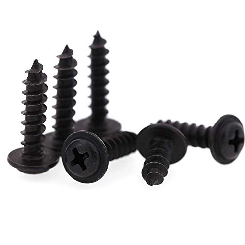 M2M2.3M2.6M3M4M5 Vite autofilettante con Cinturino a Croce a Testa Tonda con Imbottitura Coda a Punta a Padella con mesone- M4 x 12 100 Capsule nero