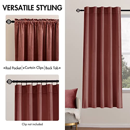 Image of MIULEE Velvet Curtains 52x63 inches 2 Panels Dusty Rose Pink Curtains | Luxury, Bedroom Living Room, Thermal Insulated, Super Soft Window Drapes, Rod Pocket & Back Tab