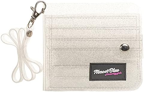 Clear Wallet for Women, Bifold Wallet Purse with Lanyard Cute Jelly Coin Pouch ID Case (Silver)