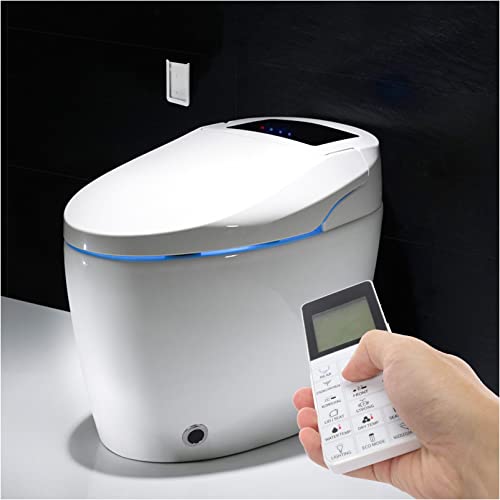 Smart Toilet With Bidet Built In, Elongated One Piece Smart Bidet Toilets With Radar Flip Cover Seat Heating Warm Air Drying Silent & Slow Toilet Cover Automatic Flushing Smart Toilet For Bathrooms #TOP7